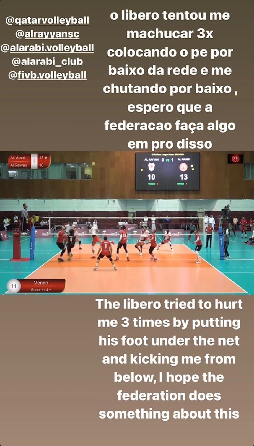 brasileiro-leva-chute-de-libero-rival-durante-a-final-da-liga-de-volei-no-catar-–-globo.com